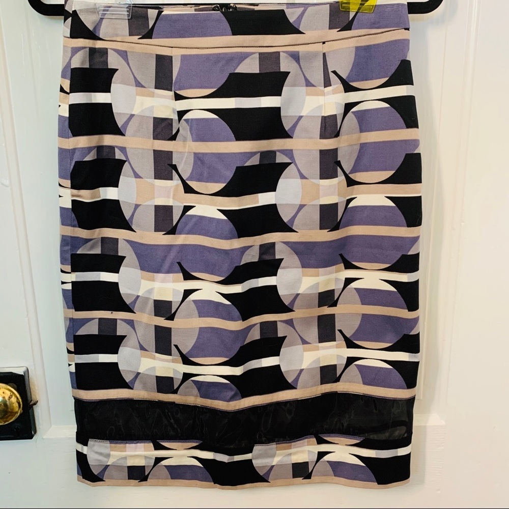 HALOGEN Geometric Purple, Gray and Black Skirt